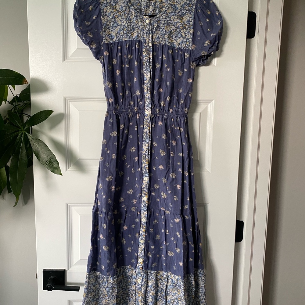 American Eagle Outfitters Blue Floral Midi Dress